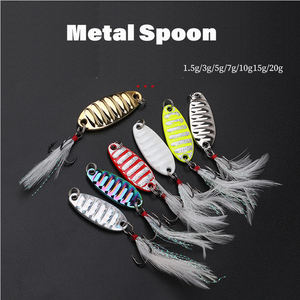 Señuelos de cuchara con anzuelo triple de pluma 1.5g 3g 5g 7g 10g 15g 20g 25g para pesca en agua salada de caballa, lubina y trucha - Product Image 3