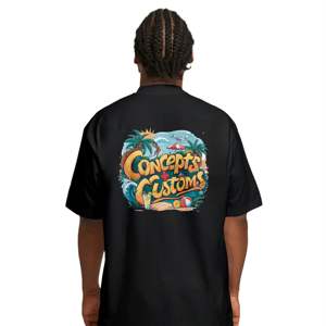 180 GSM negro Premium algodón camiseta de gran tamaño DTF impreso gráfico camiseta americana Streetwear moda urbana Casual ropa - Product Image 4