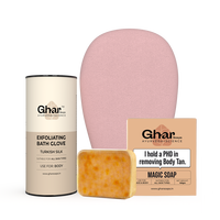 Jabones Ghar, Jabón Mágico y Guante Exfoliante Corporal, Herramientas Exfoliantes Premium para un Mejor Cuidado de la Piel, Negro/Rosa