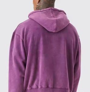 Men's Winter Solid Color Hoodie with Silk Screen Printing Acid Wash Custom Logo Colors-High Quality Streetwear Reasonable Price - Product Image 5