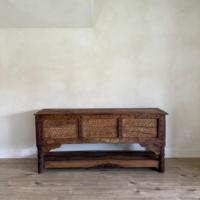 Mesa Consola de Madera de Teca Tallada a Mano Estilo Vintage, Mesa de Pasillo Rústica de Madera Maciza Oscura, Aparador de Almacenamiento Ornamentado Hecho a Mano Antiguo
