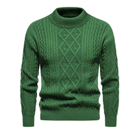 Pull décontracté pour homme, coupe ajustée, manches longues, col rond élégant, chaud et respirant pour l'hiver, 100 % coton, anti-plis