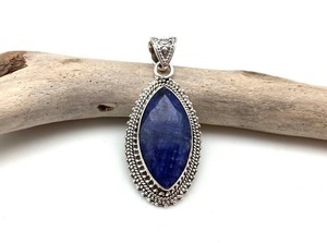Pendentif classique fait main 925 bijoux en argent massif pour femmes 925 argent Sterling saphir pierre précieuse Boho Style pendentif cadeau pour - Product Image 2