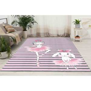 Tapis Fille Danseuse et Lapin, Tapis Imprimé, Tapis pour Chambre d'Enfant, Tapis Personnalisés, Tapis Doux à Poils Longs - Product Image 1