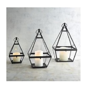 Lanterne à bougie en verre et fer nouveau style suspendu de jardin Lot de 3 lanternes à bougie au design moderne pour la décoration intérieure 2025 - Product Image 1