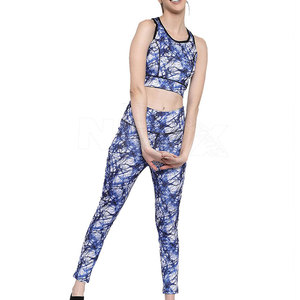 Ensemble de yoga respirant pour femmes, taille plus, 2 pièces, en spandex/polyester, vêtements de fitness, impression par sublimation personnalisée, faible MOQ - Product Image 1