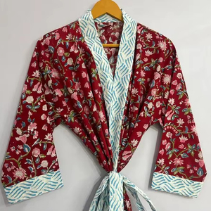 Vestido Kimono de Algodón Hecho a Mano, Ropa de Dormir de Verano, Estampado Floral, Hasta el Suelo, Bata de Dama de Honor, Cubierta de Playa, Vestidos Informales - Product Image 1