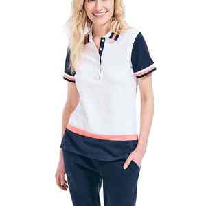 Polo de sport personnalisé pour femme en coton et élasthanne, respirant et performant - Product Image 1