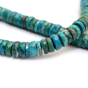 Cuentas facetadas Heishi de crisocola AAA+ de 8mm-9mm, cuentas redondas de crisocola natural semipreciosa para joyería. - Product Image 3