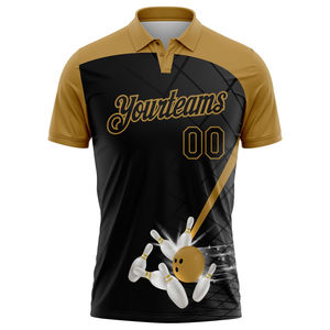 Camiseta Polo Deportiva Unisex con Diseño Personalizado Negro y Dorado Antiguo, Duradera, Transpirable, Perfecta para Uniformes Deportivos, Camisetas Polo Deportivas 2025 - Product Image 4