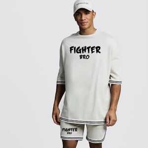 Conjunto de camiseta y pantalones cortos, ropa de verano para hombre, 2 piezas, logotipo personalizado, bordado, serigrafía, camiseta y conjunto de pantalones cortos para hombre - Product Image 1