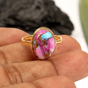 ขายดีแหวนสีเทอร์ควอยซ์ทำจากทองแดงดอกรักเร่สีม่วงธรรมชาติ925เครื่องประดับเงินสเตอร์ลิงโบฮีเมียนแหวนใส่นิ้วสำหรับงานแต่งงานหรือปาร์ตี้ - Product Image 1