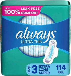 Almohadillas siempre ultrafinas para mujer, tamaño 1 absorción regular sin alas sin perfume, 44 unidades x 3 paquetes (132 unidades en total) - Product Image 2