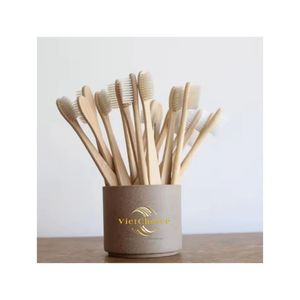 Prix bon marché à poils souples jetables pour brosse à dents 100% biodégradable écologique poignée naturelle marque VIETCHOICE - Product Image 1
