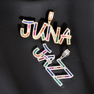 Colgante de letra de moissanita DE PLATA 925, collar de estilo HipHop helado personalizado para hombres, colgantes de joyería fina de moda con acabado brillante Premium - Product Image 4