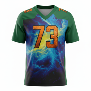 Camisetas de Fútbol Americano Personalizadas de Manga Corta, 100% Poliéster, Transpirables, Antibacterianas, Tallas Grandes, Logotipo Frontal para Equipos - Product Image 1