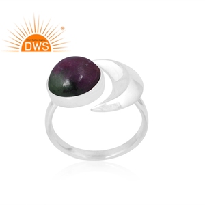 แหวนพลอยอัญมณี Zoisite ทำจากทับทิมเงินแท้925สเตอร์ลิงสำหรับเป็นของขวัญสำหรับผู้หญิง - Product Image 1