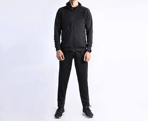 Survêtement de sport décontracté pour homme à col montant, jogging zippé, survêtement d'entraînement pour homme en polyester - Product Image 1