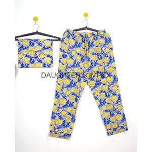 Ropa de dormir de algodón puro con estampado indio para mujer, vestido de noche de verano y conjunto de PJ de yoga matutino, ropa de resort de la mejor calidad - Product Image 3