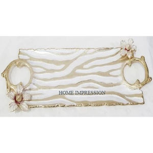 Bol de table antique en métal de couleur or blanc à grandes feuilles stylisé Meilleure vente Bol de service décoratif pour fête de mariage - Product Image 3