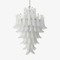 Lustre moderne de luxe en verre blanc en forme de pétales de fleurs, lampe suspendue pour salon, hall d'hôtel, villa, plafond haut