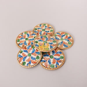 ที่รองแก้วหวายทรงกลมทำด้วยมือถาดรองแก้วมุกดีไซน์หลากหลายสำหรับบนโต๊ะเครื่องครัว - Product Image 5