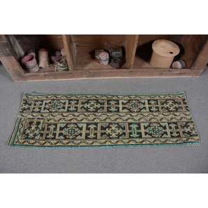 Alfombra Pequeña Vintage de 1.6x4.7 pies, Alfombra Turca, Alfombra Azul con Diseño Floral - Product Image 4