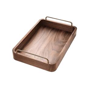 Bandeja para servir alimentos de Diseño Popular Mango de metal de color natural Bandeja para servir de madera de acacia de alta calidad. - Product Image 5