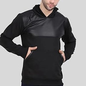 เสื้อฮู้ดดี้หนังสั่งทำราคาถูก MOQ ต่ำ / สีพื้นและลายพิมพ์ เสื้อฮู้ดดี้ผู้ชายทรงหนา สไตล์โดดเด่น มีจำหน่าย - Product Image 4