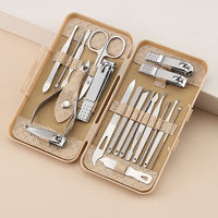 Juego de Manicura y Pedicura Profesional Clásico de Acero Inoxidable Dom Med Dynamics, Kit de Herramientas de Cuidado Personal, Bolsa de Viaje Portátil con Logotipo Personalizado