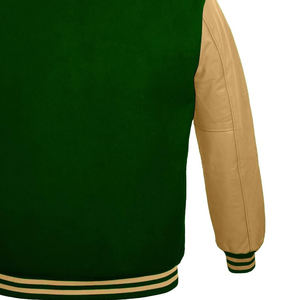 Chaquetas Varsity de Cuero Personalizadas Estilo Letterman para Hombre, Chaqueta de Béisbol Negra de Lana con Mangas de Cuero Vacuno Auténtico - Product Image 6