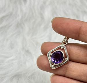 Colgante de Plata de Ley 925 Boho Chic, piedra preciosa de amatista natural con ajuste de bisel, colgantes y dijes finos - Product Image 3