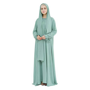 Femmes Robe musulmane Moyen-Orient Arabe Robe islamique modeste Abaya Hijab écharpe Flowy Maxi Robe dentelle manches Ramadan - Product Image 5