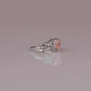 Bague de luxe personnalisée en forme de cœur avec diamant cultivé en laboratoire plaqué or blanc massif 18 carats avec certificat IGI pour femme-Coeur rose - Product Image 5