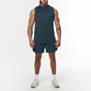 Camisetas sin mangas de talla grande con logotipo personalizado para hombre, camisetas transpirables de algodón tejido de secado rápido para entrenamiento en el gimnasio, Camiseta deportiva lisa en blanco personalizada - Product Image 2
