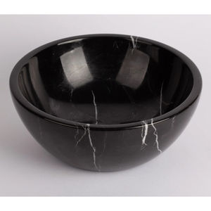 Bol de service en marbre noir naturel fabriqué à la main de qualité supérieure bol décoratif utilitaire en pierre moderne polyvalent élégant pour la cuisine - Product Image 6