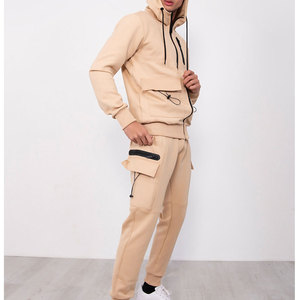 Survêtement d'entraînement deux pièces pour homme, combinaison de jogging confortable et lourde avec impression solide pour l'entraînement d'hiver - Product Image 4