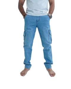 Pantalon cargo en velours côtelé imperméable pour homme, coupe large, taille élastique et design léger - Product Image 1