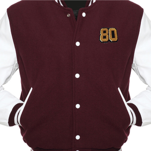 Chaqueta de Invierno para Hombre, Estilo Universitario Clásico, con Capucha, Transpirable, de Lana Negra con Ribete Rojo y Mangas de Cuero - Product Image 6