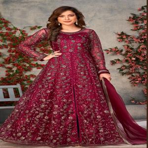 Nouvelle variété robe de créateur fantaisie attrayant Net Salwar Suit & Dupatta avec broderie travail exportateur et fournisseur indien à vendre - Product Image 1