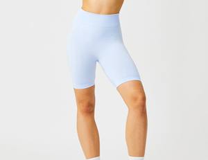 Women Light Blue Seamless Biker <b>Shorts</b> High Waist Stretch <b>Yoga</b> Gym Wear - Product Image 6