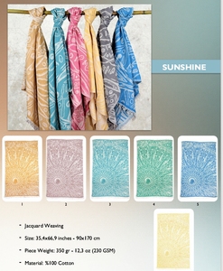ผ้าขนหนูชายหาด DAFNI BIG PAZAR สีม่วง ลายก้างปลา พิมพ์ลาย ผ้าเทอร์รี่ ผ้าฝ้าย แต่งพู่สีขาว น้ำหนักปานกลาง เคลือบ HDPE - Product Image 3