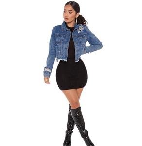 Vestes en jean denim pour femmes à la mode personnalisées Vestes en jean à manches longues vêtements d'hiver Vestes en jean surdimensionnées - Product Image 3