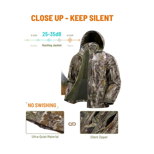 Veste de chasse robuste à coque souple avec capuche, imperméable et silencieuse, en tissu imprimé, technologie Bayer Material - Product Image 5