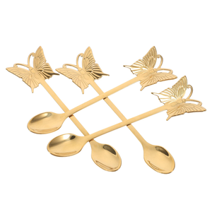 Cuchara de acero creativa personalizada mango de mariposa hecha a mano nueva cuchara de latón tenedor restaurante y hoteles cucharas de cena de mesa - Product Image 1