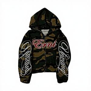 Sweat-shirt à capuche zippé unisexe 2026 style rétro gothique imprimé animal, manches régulières, streetwear, sport, décontracté, coupe oversize, 100% coton - Product Image 5