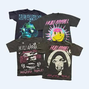 YSJY t-shirt personnalisé impression Hip Hop Vintage chemises t-shirt surdimensionné hommes coton lourd gris lavage à l'acide t-shirt - Product Image 1