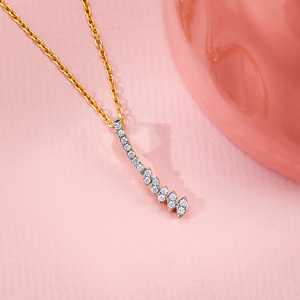 Elegant Women Gold Curve <b>Diamond</b> Pendant Necklace Stylish Charm <b>Jewelry</b> for Daily Wear Party Anniversary and Gift Occasion - Product Image 1