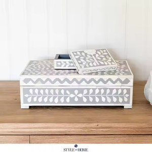 Nuevo joyero decorativo hecho a mano con incrustaciones de hueso disponible en todos los tamaños con incrustaciones de hueso de colores para un estilo adicional - Product Image 2