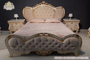 Muebles de dormitorio tallados a mano de estilo europeo, conjunto de dormitorio de lujo de estilo francés, aspecto cremoso, elegante - Product Image 6